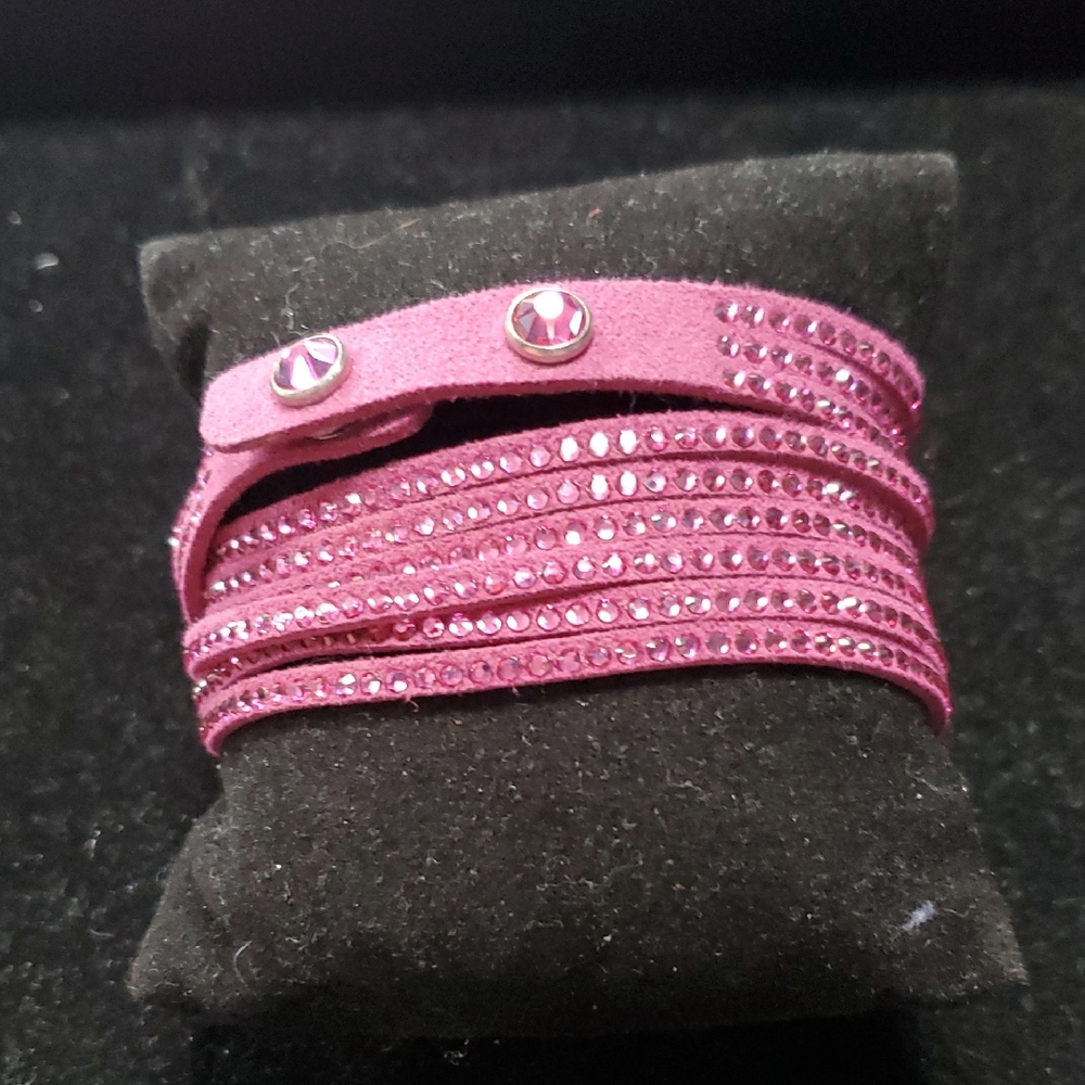 Touchstone Crystal Raspberry Multi-Row Wrap Bracelet